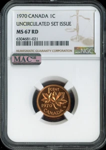 1970 Canada Small Cent NGC MS67 RD MAC - Quality - Picture 1 of 2