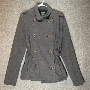 OBEY Jacket Women's Size 10 Gray Pea coat Double Breasted Buttons Ladies. - Picture 1 of 13
