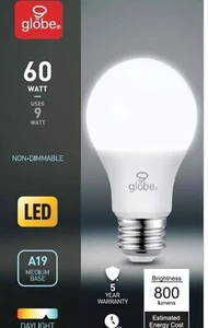 Globe LED Lightbulb, 60W, Daylight - Picture 1 of 2