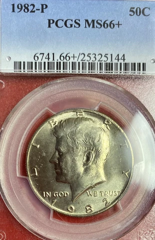 PCGS MS-66+! 1982-P KENNEDY HALF "NO FG" Cover