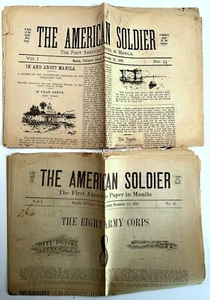 THE AMERICAN SOLDIER 1898 1ST PAPER IN MANILA PHILIPPINES #11 & #15 SCHLITZ BEER - Imagen 1 de 9