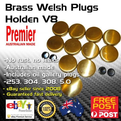 HOLDEN V8 253 308 304 EFI 5.0L BRASS WELCH WELSH CORE FREEZE PLUG KIT FULL SET - image 1 of 2