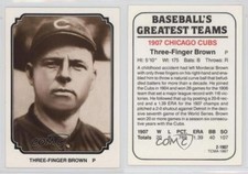1987 TCMA Baseball's Greatest Teams 1907 Chicago Cubs Mordecai Brown #2-1907 HOF