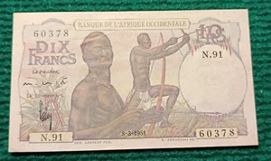 Billet 10 Francs - Banque de l'Afrique Occidentale - Pick 37(2) - 1951 - SUP - Imagen 1 de 2