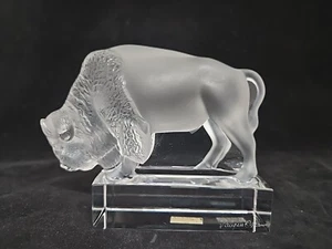 Statuina fermacarte vetro bufalo bisonte cristallo smerigliato Lalique ritirata bellissima - Foto 1 di 8
