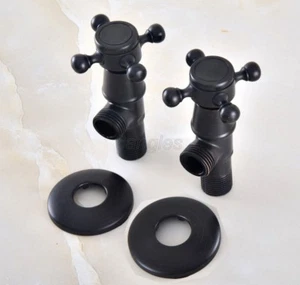 Ein Paar Öl geriebenes Messing Badezimmer 1/2"" Stecker x 1/2"" Stecker Winkel Stoppventil 8av349 - Bild 1 von 6
