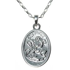 Sterling Silver St George Pendant Necklace with 18" Chain & Gift Box