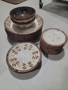 Temp-tations by Tara Old World Brown 20 Piece Essential Dinnerware Set - Picture 1 of 9