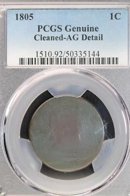 Centavo grande busto drapeado 1805 graduación profesional detalles ag - *DoubleJCoins* JL1100-316 Foto 1 de 2