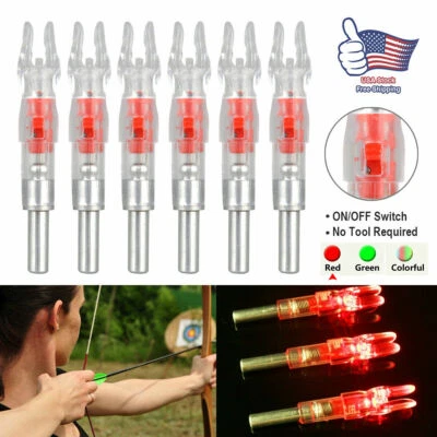 12/6Pcs Archery LED Lighted Nock Tail 6.2mm For Compound Bow Hunting Arrow Nocks - Image 1 of 4
