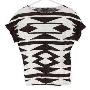Lauren Ralph Lauren Women's Volanna Short Sleeve Casual Top, Medium, Brown - Imagen 1 de 3