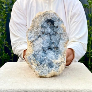 7,3 Pfund natürliche schöne blaue Celestit Kristall Geode Höhle Mineral Probe - Bild 1 von 18
