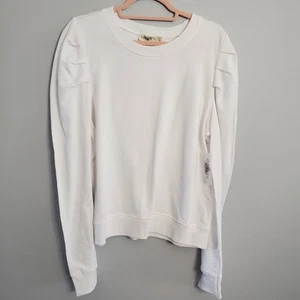 RETROD Women's 100% Cotton White Crew Neck Sweater Cottagecore Feminine Sz L - Picture 1 of 11