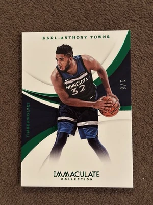 Karl Anthony Towns 2017-18 Immaculate Collection FOTL Emerald 1/8   First One!! - Image 1 of 2
