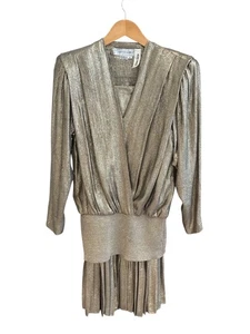Vintage Norma Walters for Neiman Marcus Metallic Silk Dress | 80s Disco Glam - Picture 1 of 15
