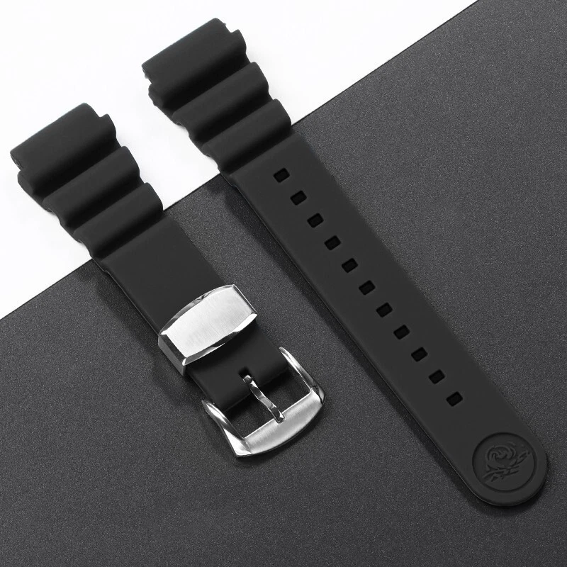 Pulseira de relógio de borracha de silicone 20-22mm para SEIKO Prospex BLACK SRP779 SRPC91. - Imagem 1 de 4