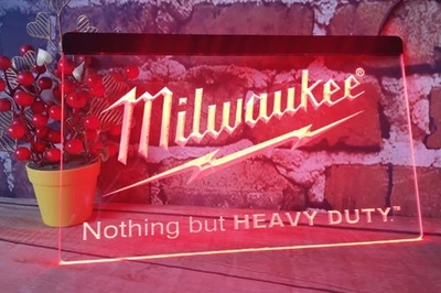 Milwaukee LED Neon Light Sign Battery Charger Tools Shop Display Wall Art Décor - image 1 of 4