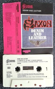 Saxon Denim And Leather Cassette Tape 1981. Carrere CAC 128 9 Track Album - Picture 1 of 4