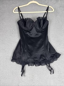 Victoria's Secret 36C Sexy Little Things Babydoll W Garter Belt Black