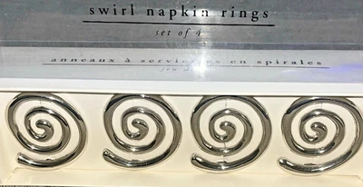 НОВЫЕ импортные кольца для салфеток Pier 1 с серебряным никелированным покрытием набор из 4 праздничных катушек - Изображение 1 из 4