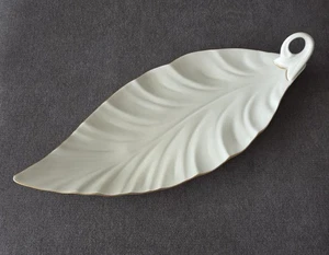 Bandeja de Plato para Servir Buffet en Forma de Hoja Lenox De Colección Marfil Oro 24K Borde 16" Hecho en EE. UU. - Imagen 1 de 12