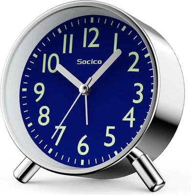 Mini Analog Wecker, Nachtlicht, Schlummerfunktion, geräuschlos, Reisewecker - Bild 1 von 4