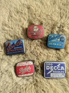 5 X VINTAGE GRAMOPHONE NEEDLE TINS, Variable Numbers Of Needles - Picture 1 of 6