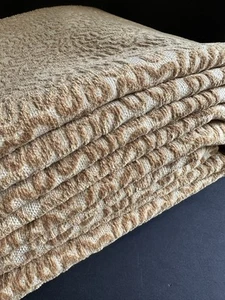 5 Yds MCM Upholstery Fabric Gold Brown Velvet Labyrinth Swirl Vinyl Backed Heavy - Picture 1 of 24