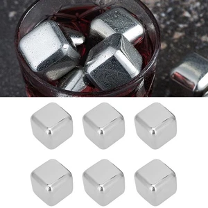 6Pcs Ice Cubes With Clamp Reusable 304 Stainless Steel Ice Stone For Wine Wh SET - Picture 1 of 12