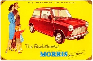 Morris Mini Minor It's Wizardry on Wheels rusted steel sign 445mm x 290mm - Picture 1 of 1