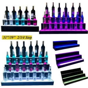 LED Lighted Liquor Bottle Display Shelf LED Bar Bottle Display 31/39'' 2/3/4Step - Picture 1 of 14