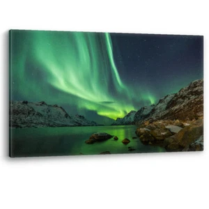 Aurora Borealis Fjords Tromso Norway Canvas Wall Art Picture Print - Picture 1 of 5