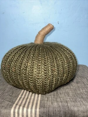 Knit Pumpkin with Jute Stem Novelty Throw Pillow - Green - Threshold - New - Image 1 of 4