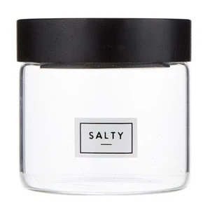 Storage Container Glass Pantry Canister Wood Lids 4 in H x 4 in Dia Salty 2 Pack - Picture 1 of 3