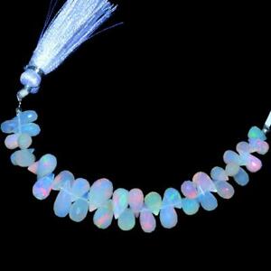 AAA+ Natural Ethiopian Welo Fire Opal Gemstone Teardrop Briolette Beads 8 Inch