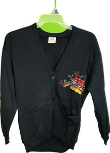 Vintage Teacher Cardigan Sweater Size Large Embroidered Apple Basket - Picture 1 of 4