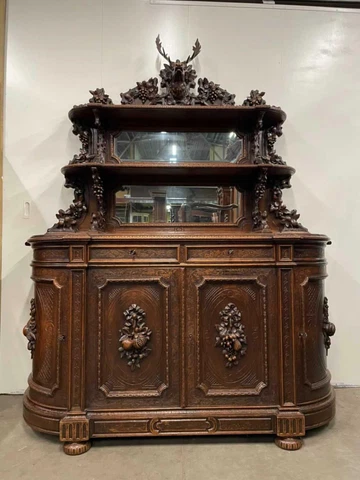 INCREDIBLE CARVED SIGNED FRENCH HUNT SIDEBOARD - RL6 Cover