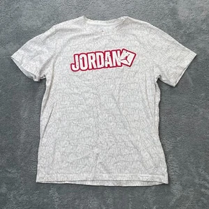 Jordan Shirt Boys Large White Air Spellout Graphic Print Crew NBA Basketball - Picture 1 of 7
