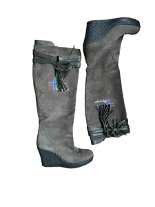 Wildleder Stiefel Napapijri Wedges khaki Leder Langschaft Western boots 39 - Bild 1 von 10