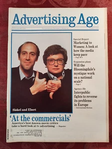 Rare ADVERTISING AGE Magazine October 3 1983 Siskel and Ebert Review TV Commerci - Picture 1 of 2