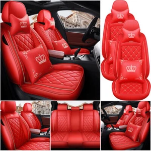 For Cadillac Car Seat Covers 5-Seat Front Rear Full Set PU Leather Cushion Pad - Picture 1 of 25