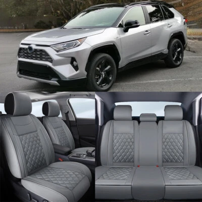 Capa de assento luxo couro 5 lugares protetor traseiro dianteiro para Toyota Rav4 2001-2019 - Imagem 1 de 4
