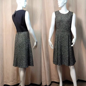 M&S strukturiertes MIDIKLEID AUS WOLLMISCHUNG, A-Linie ~ Größe 14 ~ schwarz & metallic - Bild 1 von 8