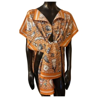 Poncho Burberry Marine Sketch Print Seda Sarga Capa Nuevo Auténtico Foto 1 de 4