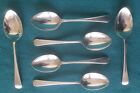 Set of 6 Vintage Silver Plated Breakfast or Dessert Spoons Old English Pattern