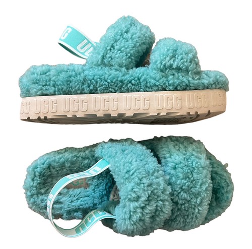 UGG OH FLUFFITA MAREA PISCINA SHEARLING PLATFORM SANDALO taglia 7 us intime ottimeioni
