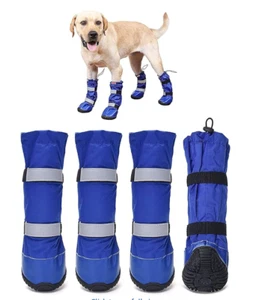 Hipaw Gr. Medium Outdoor Hundestiefel Winter rutschfest Schnee Regen blau reflektierend NEU - Bild 1 von 13
