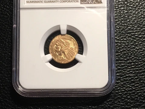 1925 d 2.50 gold indian NGC ms 62 Unc. Could have graded higher Cover