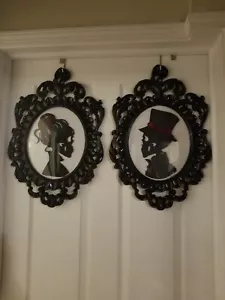 Antique Bubble Glass Framed Skulls Paper Quilled Bride & Groom Husband & Wife - Picture 1 of 18