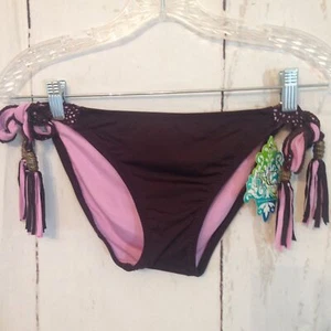 Becca Brown Purple Tassel Crochet Bikini Swim Bottom XS NEW - Picture 1 of 6